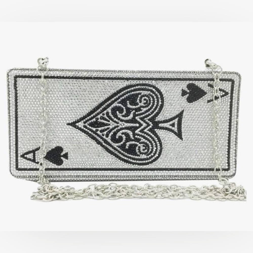 Silver and Black Playing Card Clutch